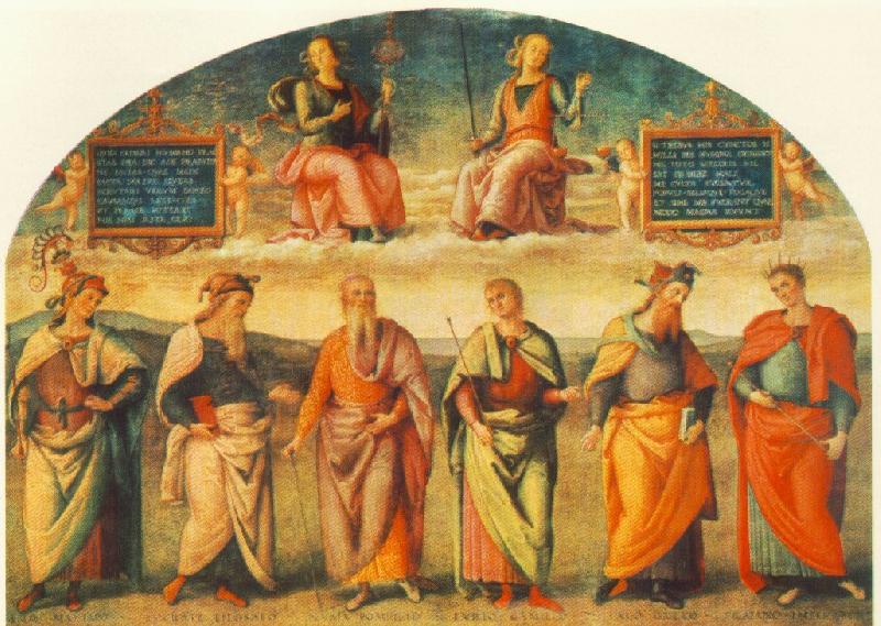 PERUGINO, Pietro Prudence and Justice with Six Antique Wisemen France oil painting art